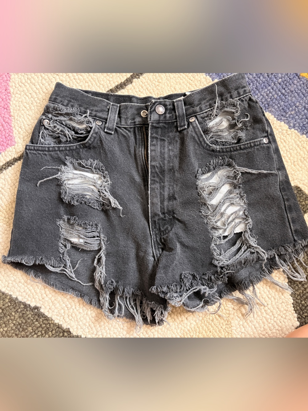 High Sierra Washed Black Distressed Women’s Denim Shorts